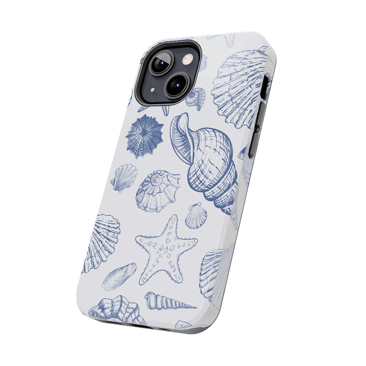 Seaside Sketch Tough Phone Case – Blue Shells & Starfish Protective Cover