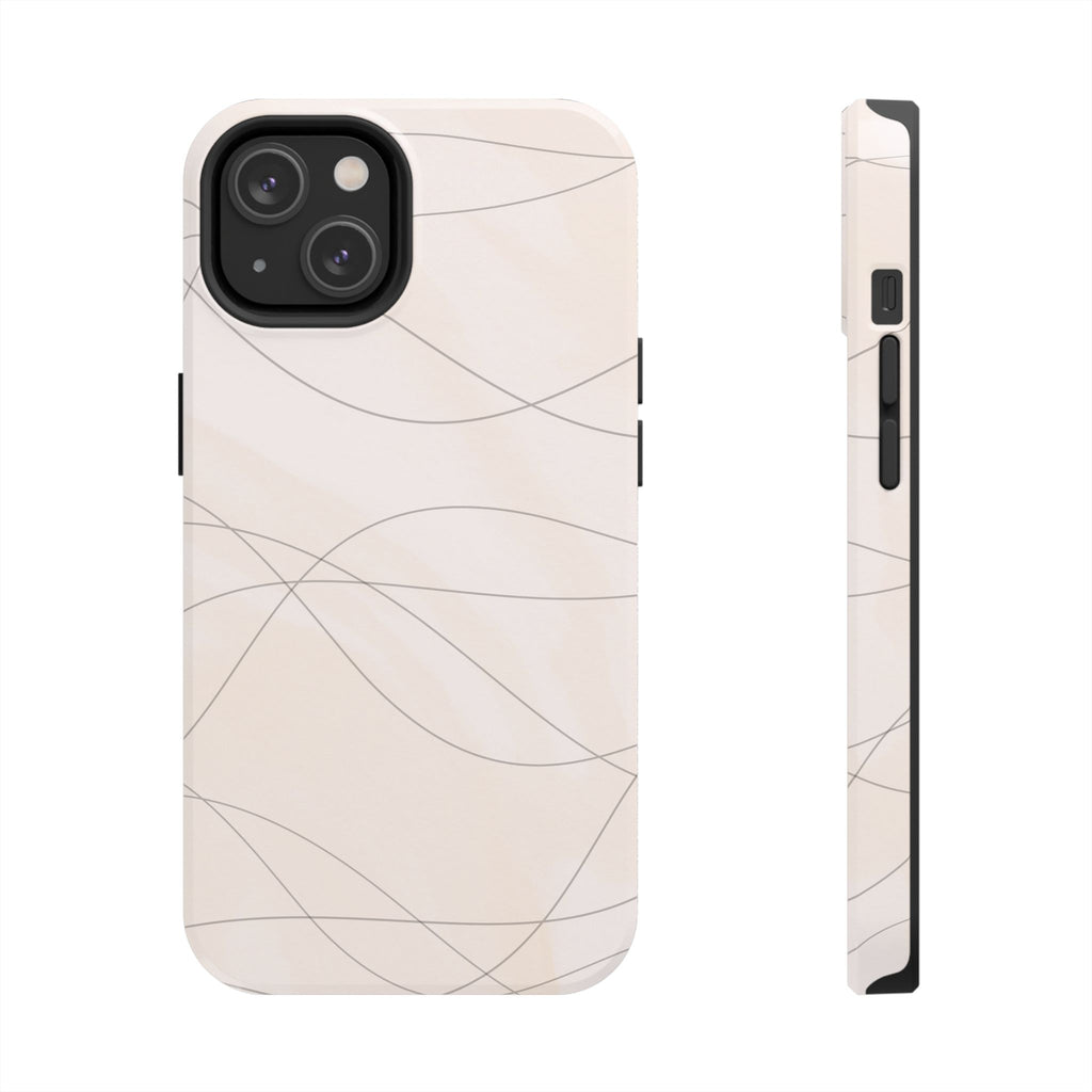 Minimal Beige Wave Tough Phone Case — Protective Slim Phone Case
