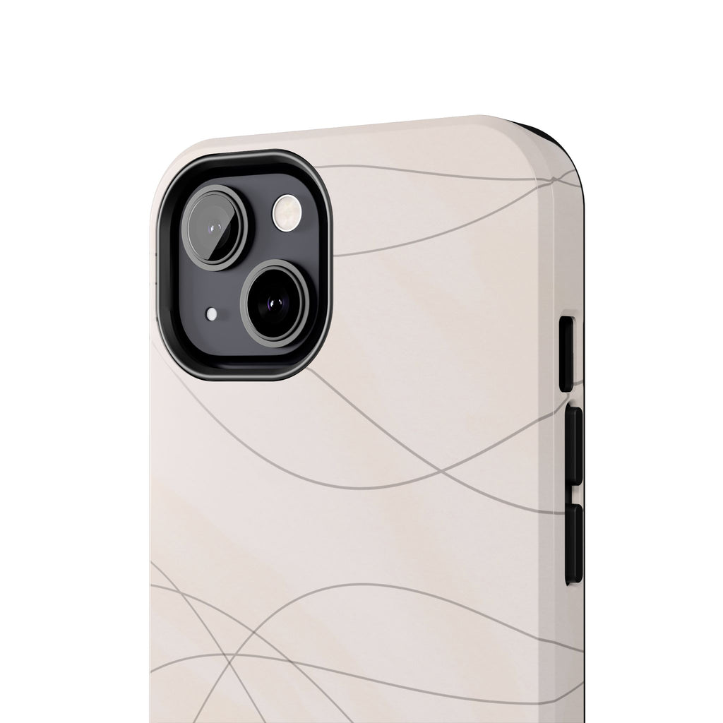 Minimal Beige Wave Tough Phone Case — Protective Slim Phone Case