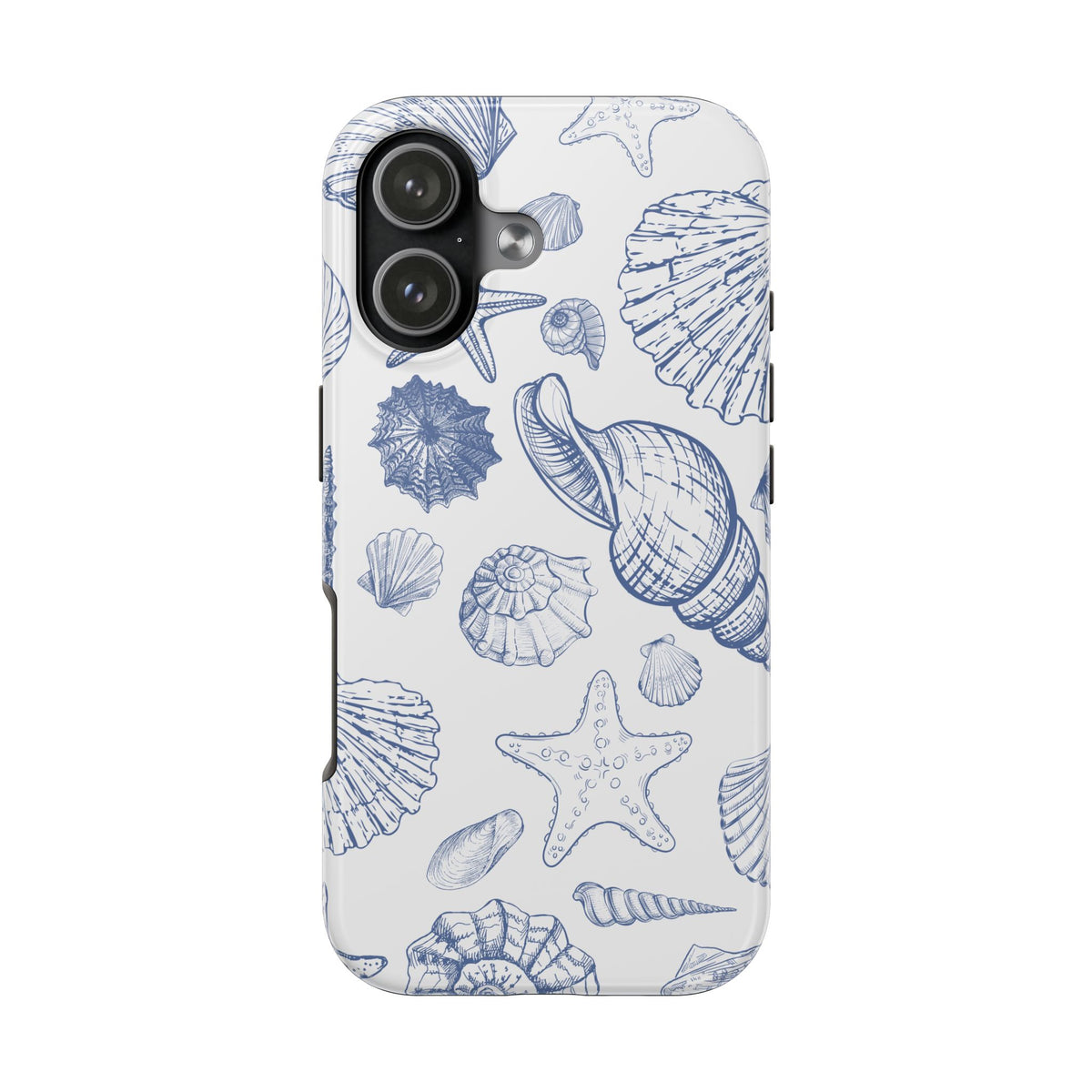 Seaside Sketch Tough Phone Case – Blue Shells & Starfish Protective Cover