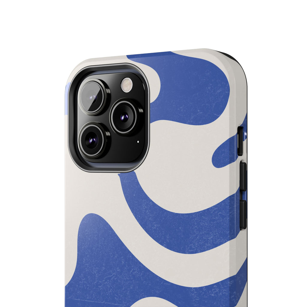 Blue Retro Swirl Tough Phone Case — Durable Abstract Pattern