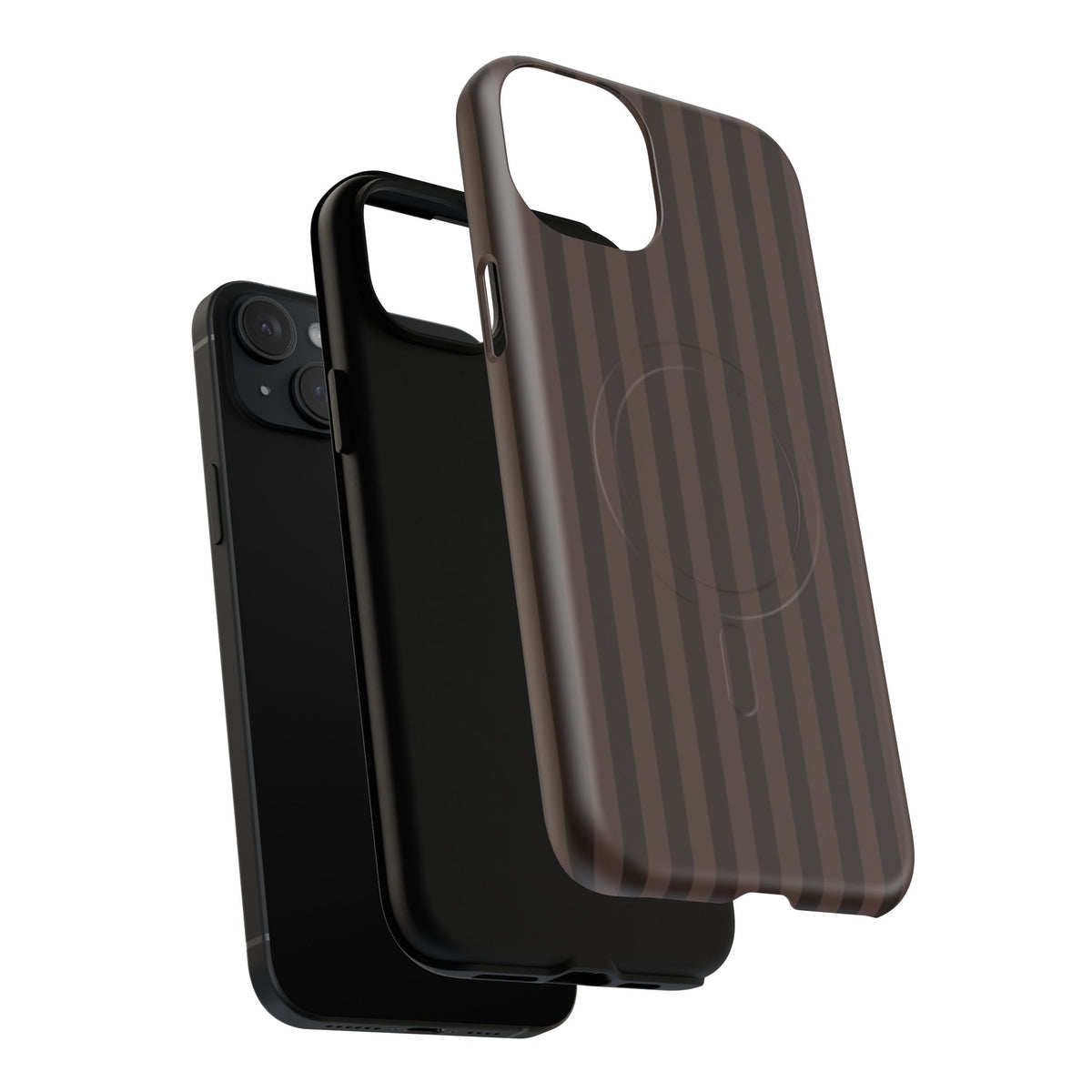 Dark Brown Striped Magnetic Phone Case