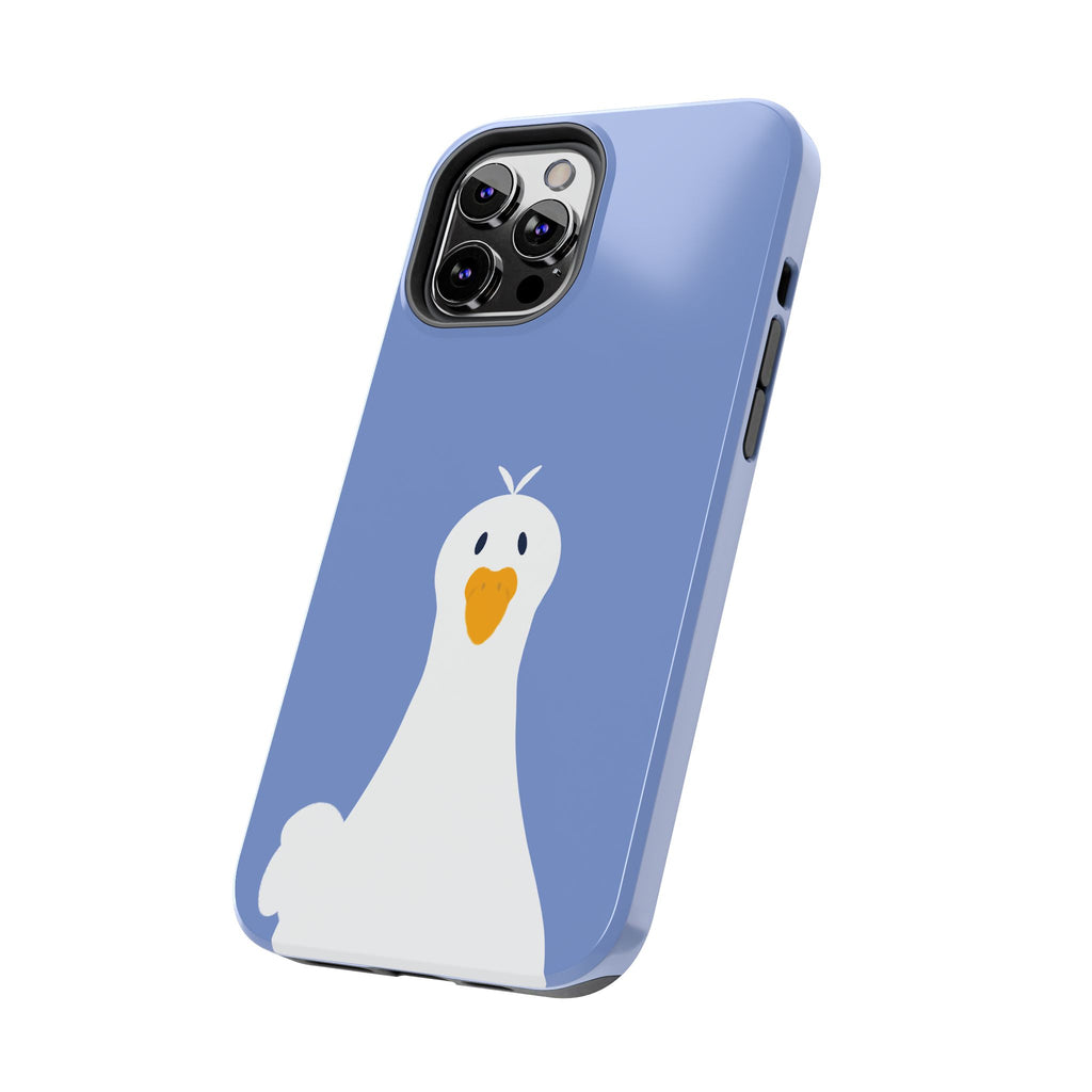 Goofy Goose Tough Phone Case — Cute Minimalist Duck Design on Blue