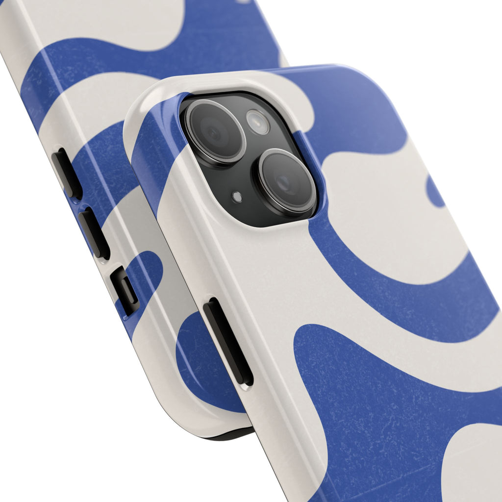 Blue Retro Swirl Tough Phone Case — Durable Abstract Pattern