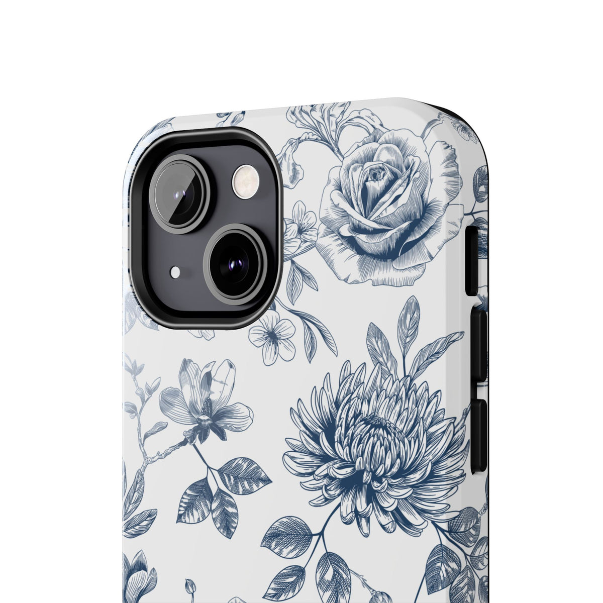 Tough Phone Case — Blue Vintage Floral Protective iPhone Cover