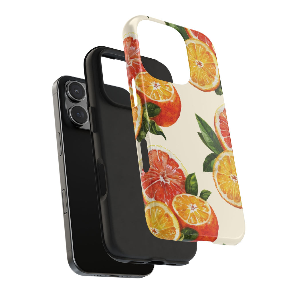 Citrus Squeeze Tough Phone Case — Watercolor Orange & Grapefruit Protective Cover