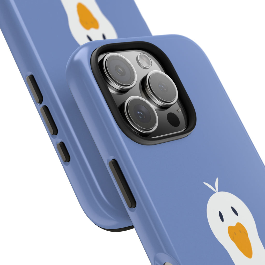 Goofy Goose Tough Phone Case — Cute Minimalist Duck Design on Blue