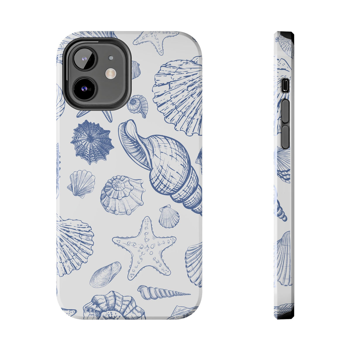 Seaside Sketch Tough Phone Case – Blue Shells & Starfish Protective Cover