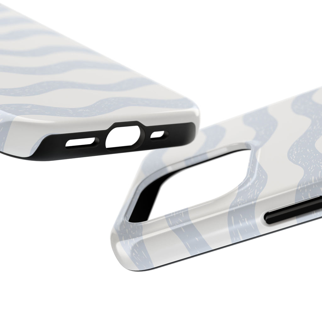 Tough Phone Case – Subtle Blue Wavy Stripes, Durable Protective Cover