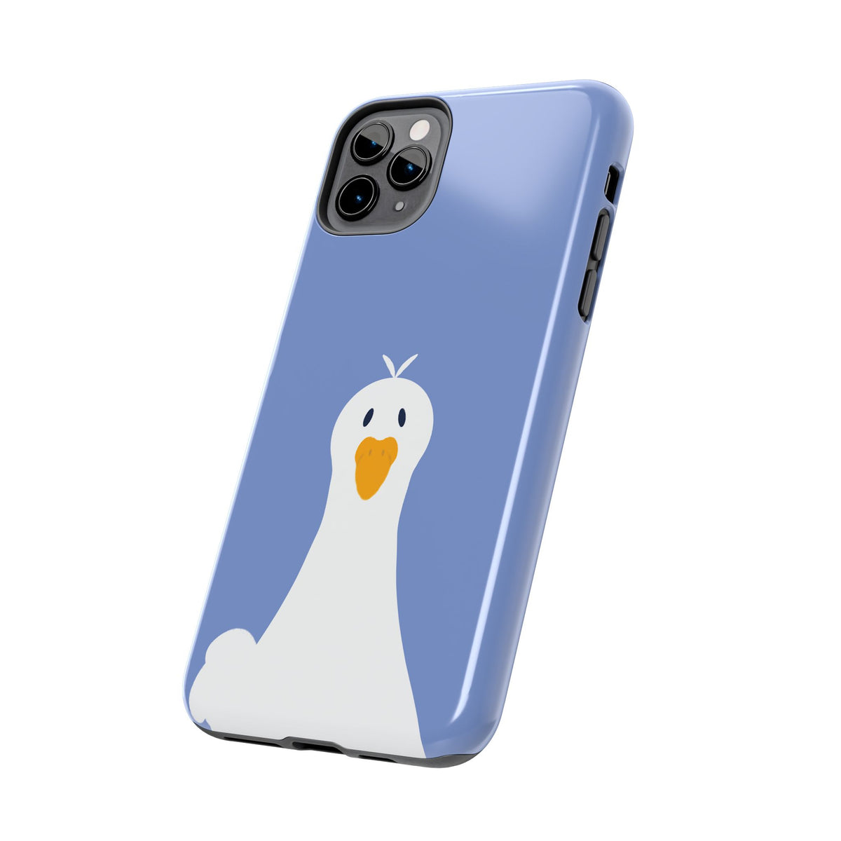 Goofy Goose Tough Phone Case — Cute Minimalist Duck Design on Blue