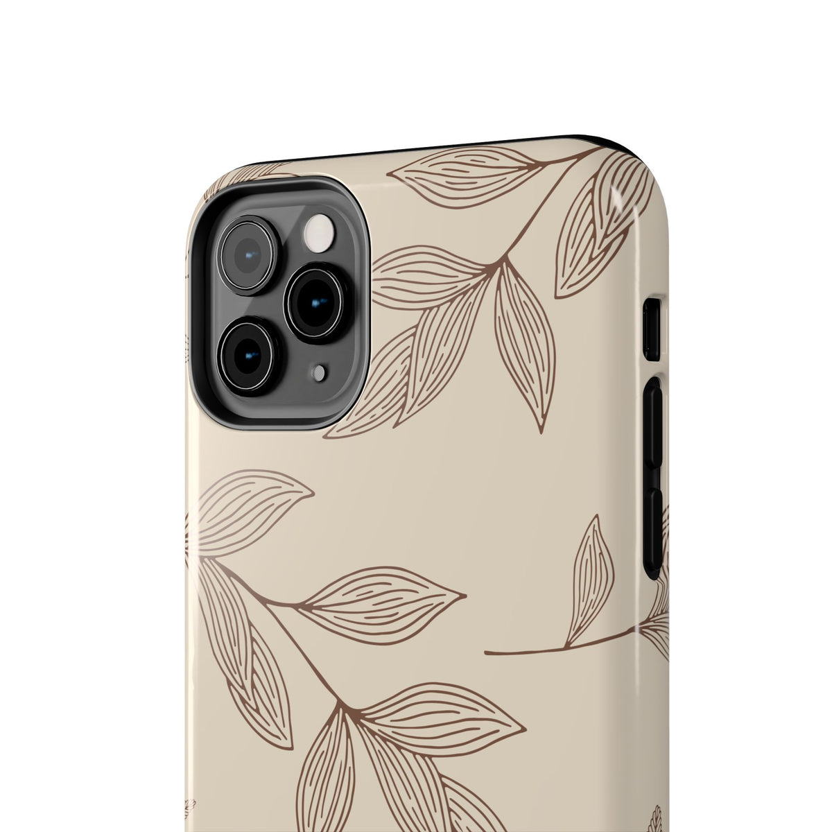Tough Phone Case — Neutral Botanical Leaf Design (Protective Floral iPhone Case)