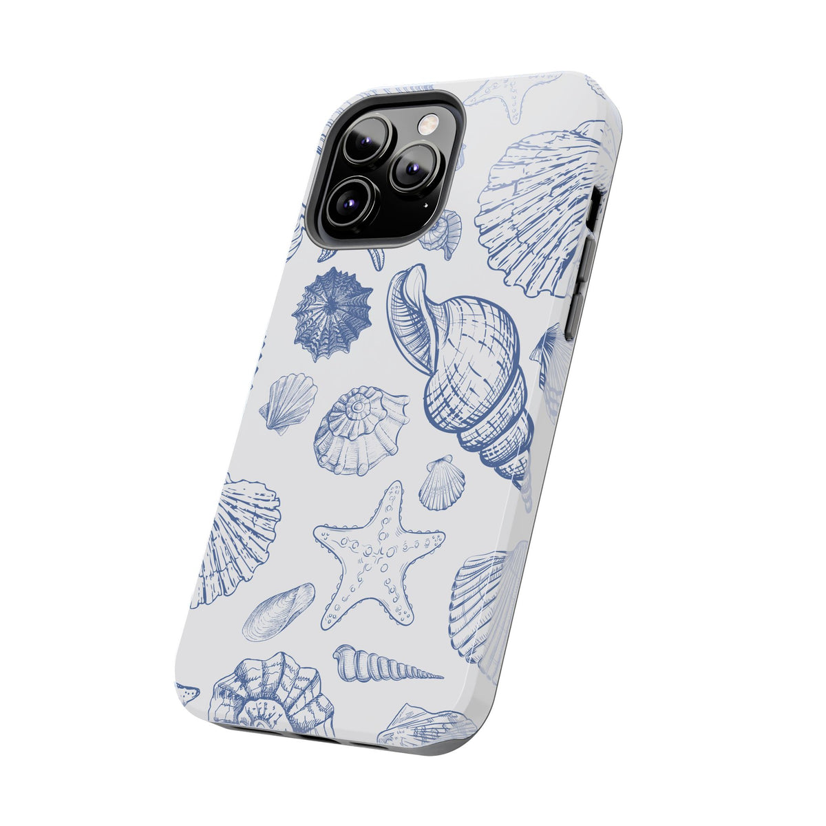 Seaside Sketch Tough Phone Case – Blue Shells & Starfish Protective Cover