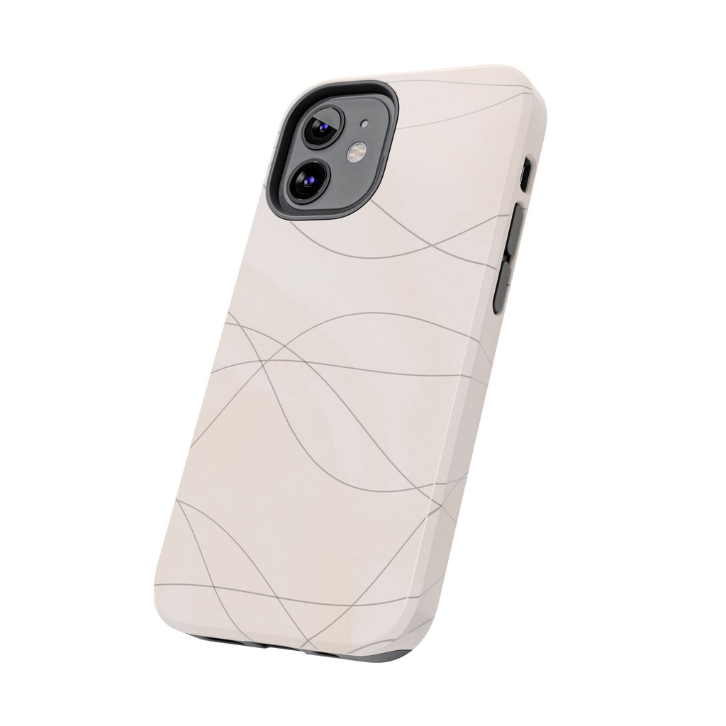 Minimal Beige Wave Tough Phone Case — Protective Slim Phone Case