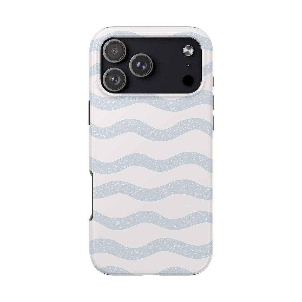Tough Phone Case – Subtle Blue Wavy Stripes, Durable Protective Cover