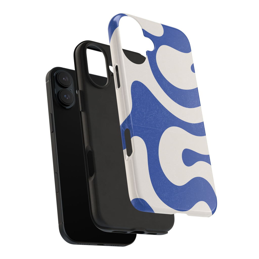 Blue Retro Swirl Tough Phone Case — Durable Abstract Pattern