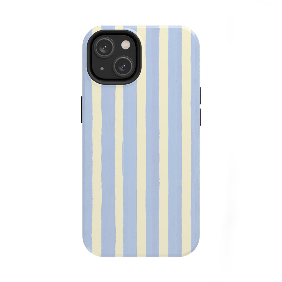 Pastel Stripe Tough Phone Case — Blue & Cream Protective Cover