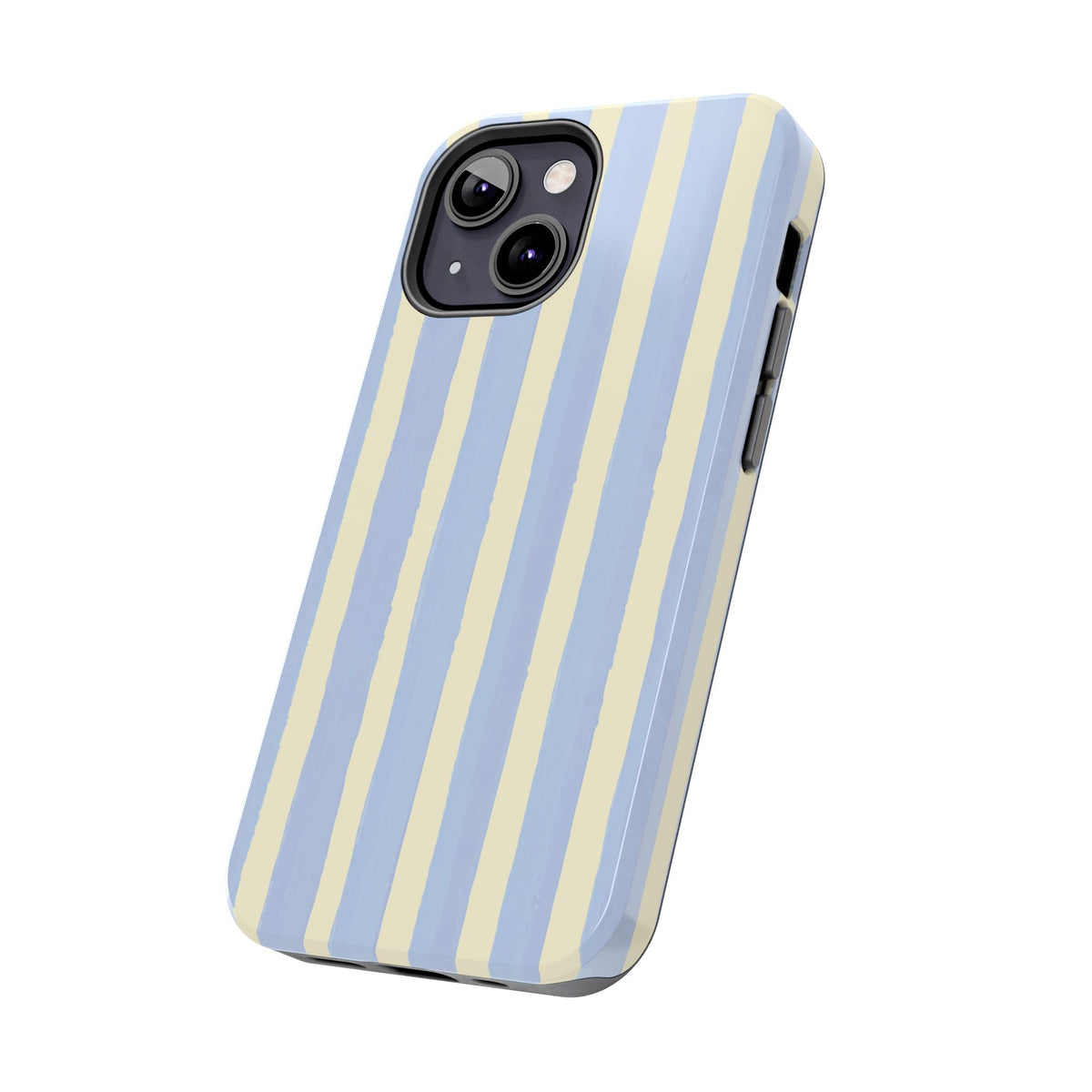 Pastel Stripe Tough Phone Case — Blue & Cream Protective Cover