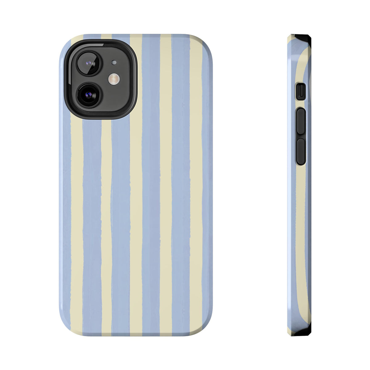 Pastel Stripe Tough Phone Case — Blue & Cream Protective Cover