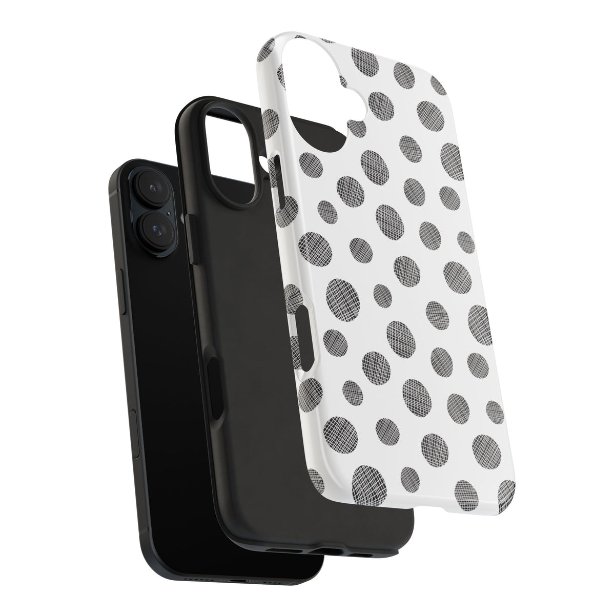 Polka Dot Texture Tough Phone Case — Black & White Spot Pattern, Protective Slim Phone Cover