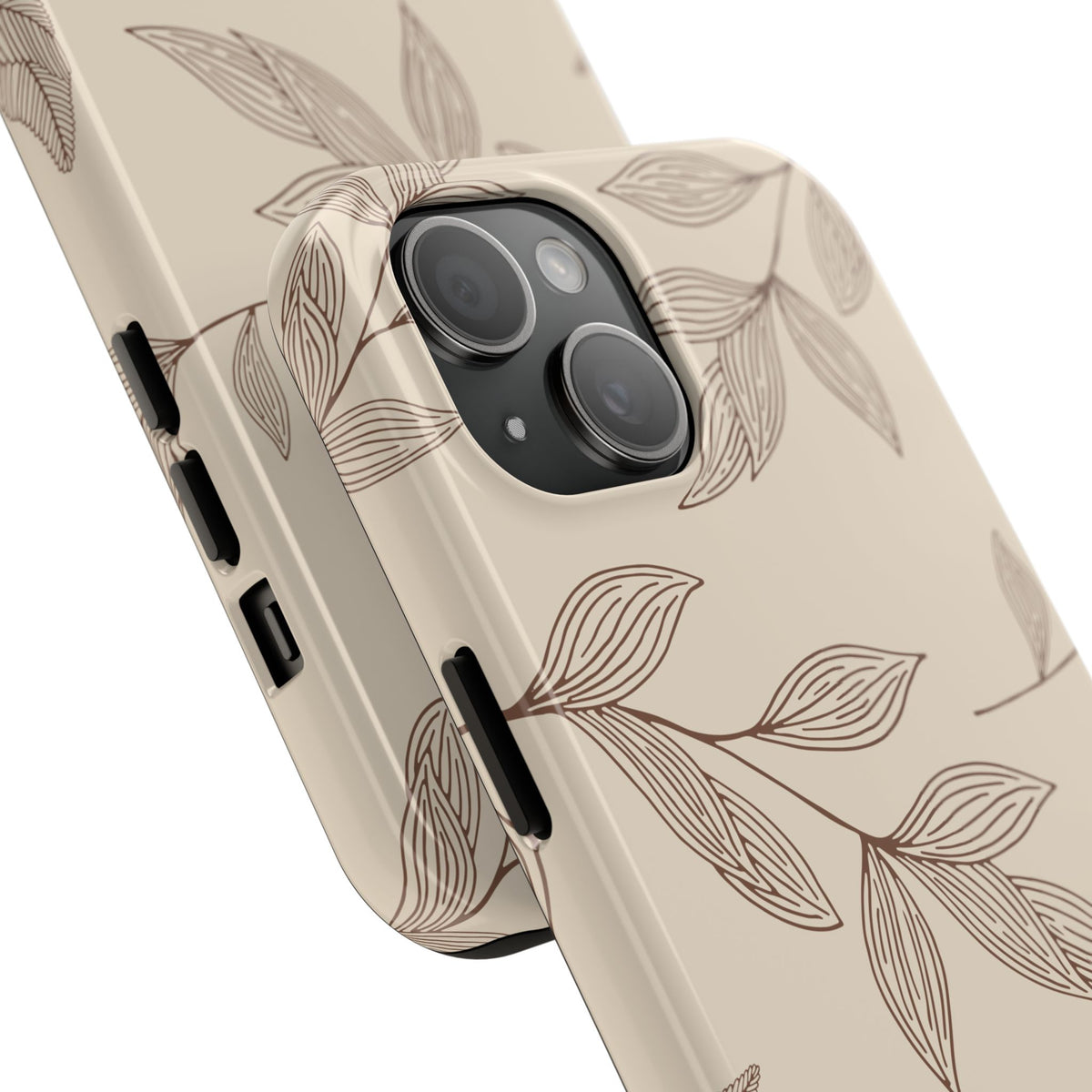 Tough Phone Case — Neutral Botanical Leaf Design (Protective Floral iPhone Case)