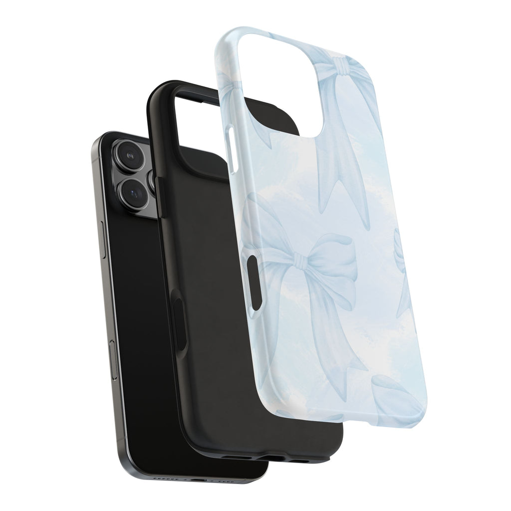 Pale Blue Bow Pattern Tough Phone Case