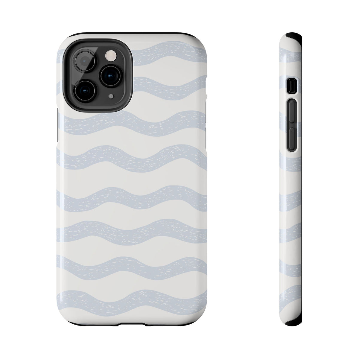 Tough Phone Case – Subtle Blue Wavy Stripes, Durable Protective Cover