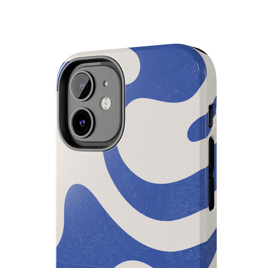 Blue Retro Swirl Tough Phone Case — Durable Abstract Pattern