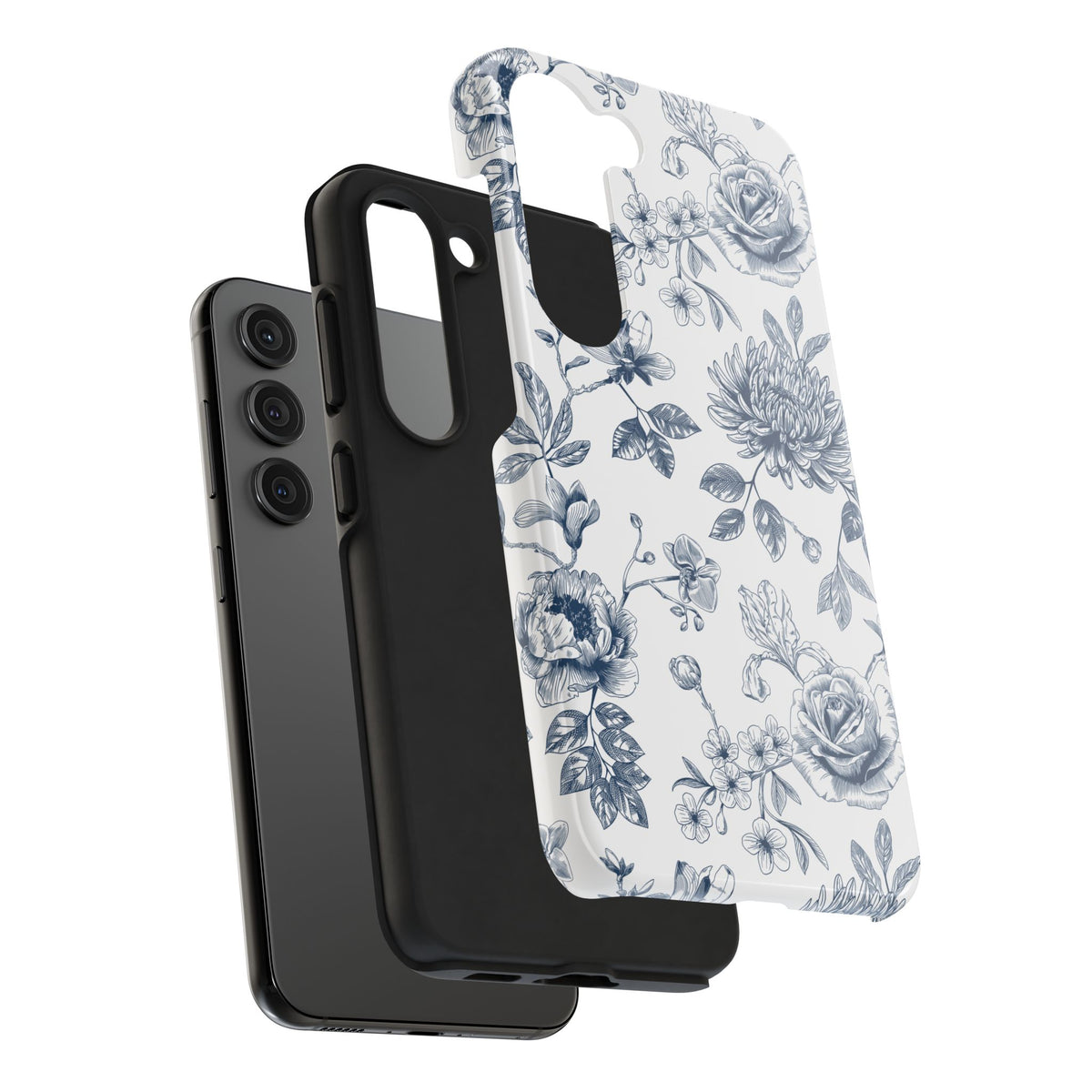 Tough Phone Case — Blue Vintage Floral Protective iPhone Cover