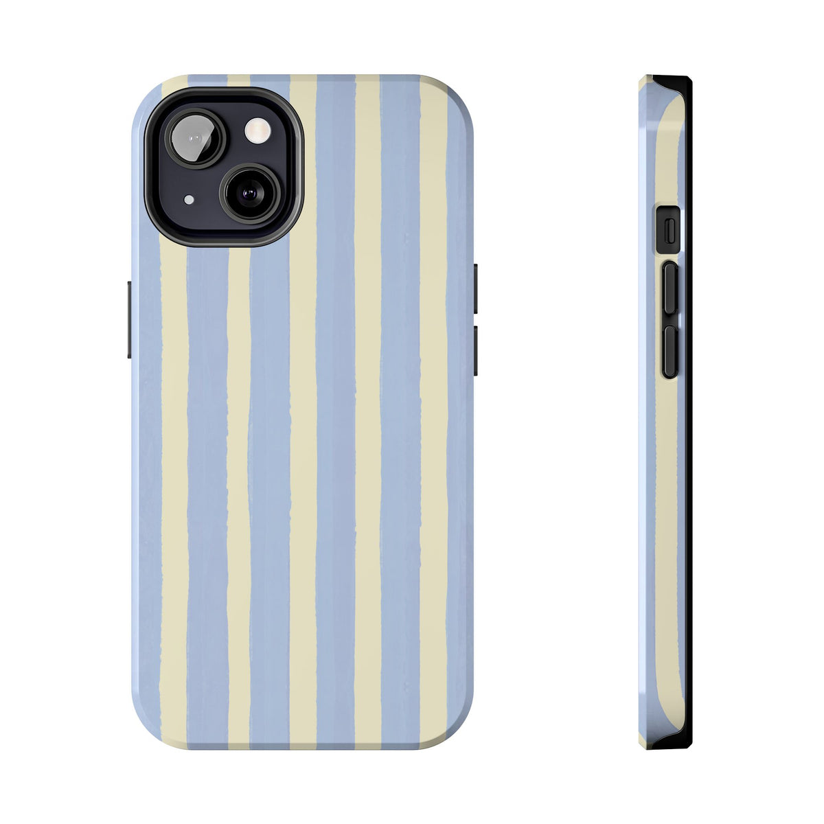 Pastel Stripe Tough Phone Case — Blue & Cream Protective Cover