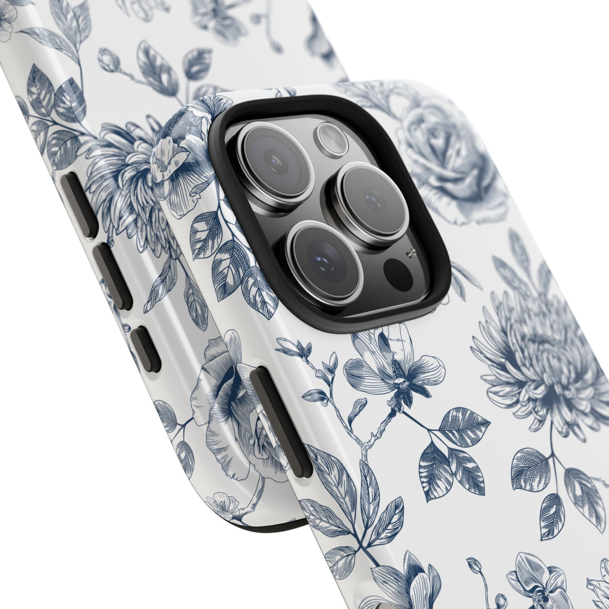Tough Phone Case — Blue Vintage Floral Protective iPhone Cover