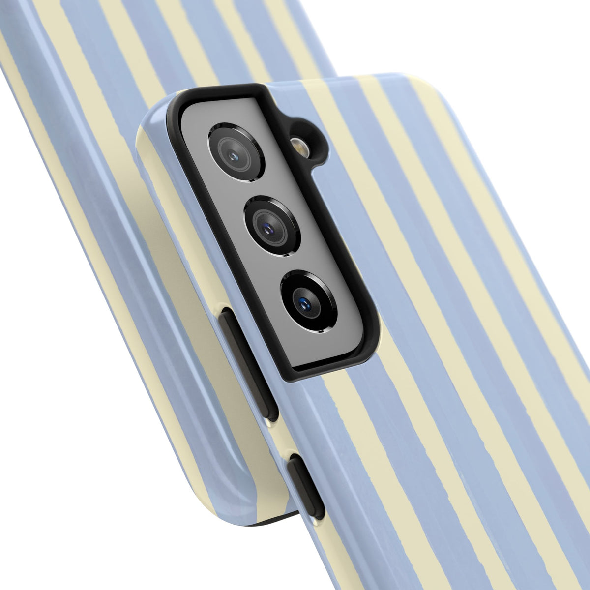 Pastel Stripe Tough Phone Case — Blue & Cream Protective Cover
