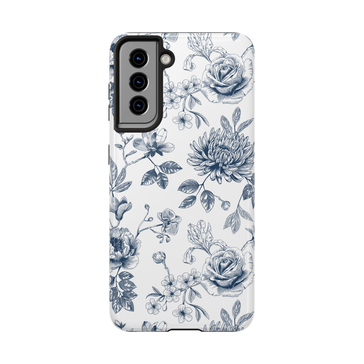 Tough Phone Case — Blue Vintage Floral Protective iPhone Cover