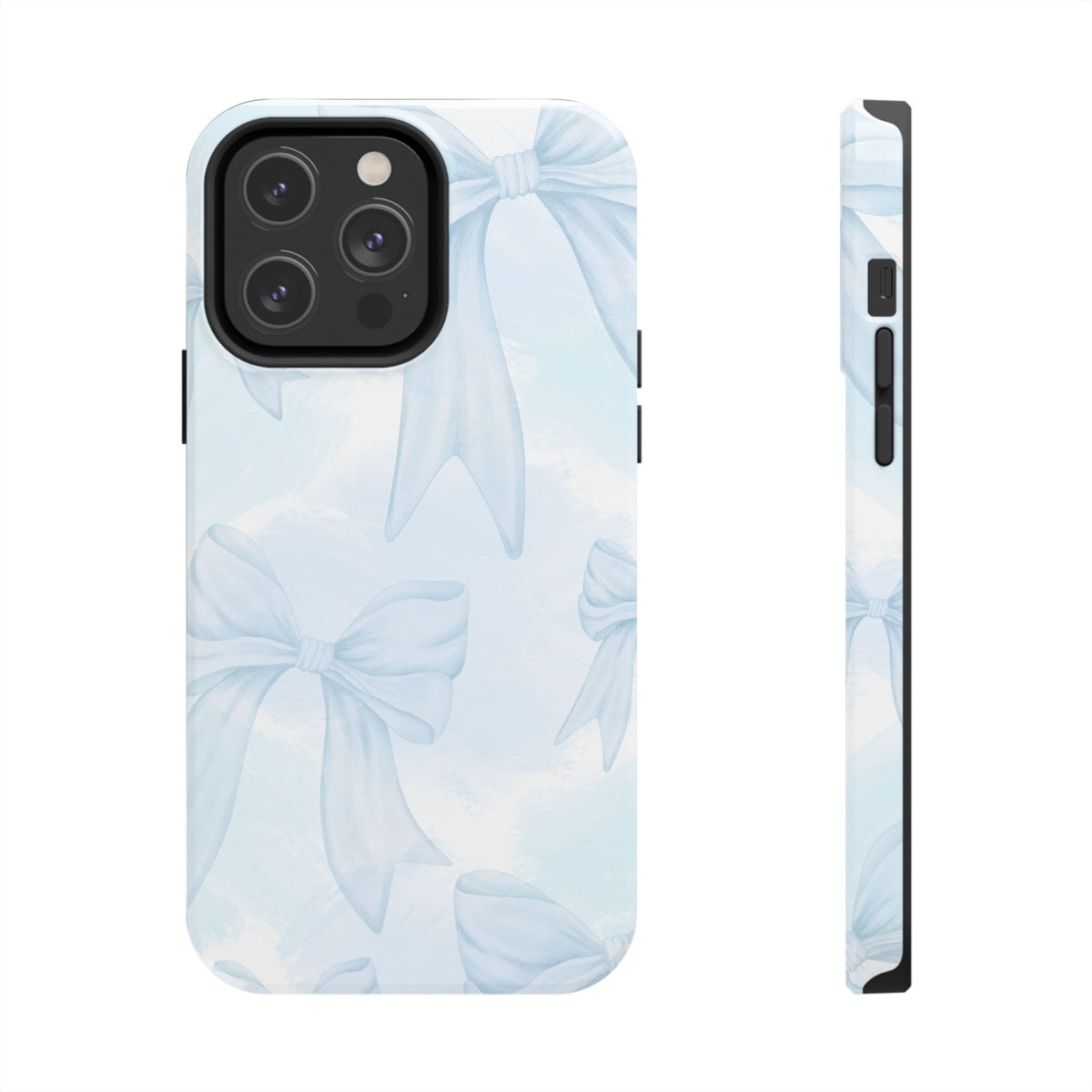 Pale Blue Bow Pattern Tough Phone Case