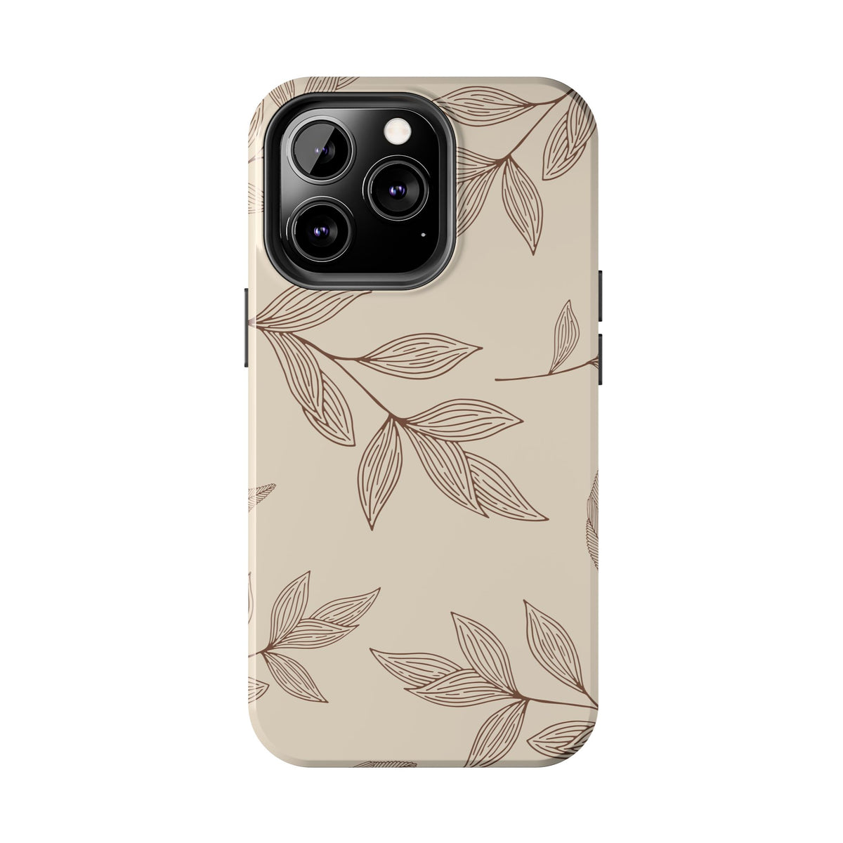 Tough Phone Case — Neutral Botanical Leaf Design (Protective Floral iPhone Case)