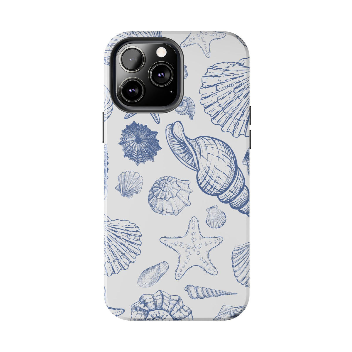 Seaside Sketch Tough Phone Case – Blue Shells & Starfish Protective Cover