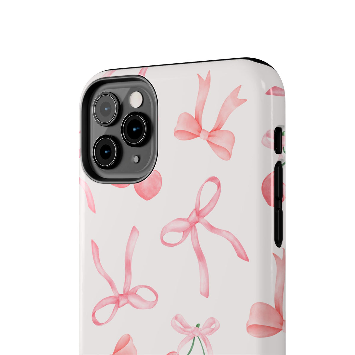 Pink Cherry & Bows Tough Phone Case — Cute Pastel Floral Pattern