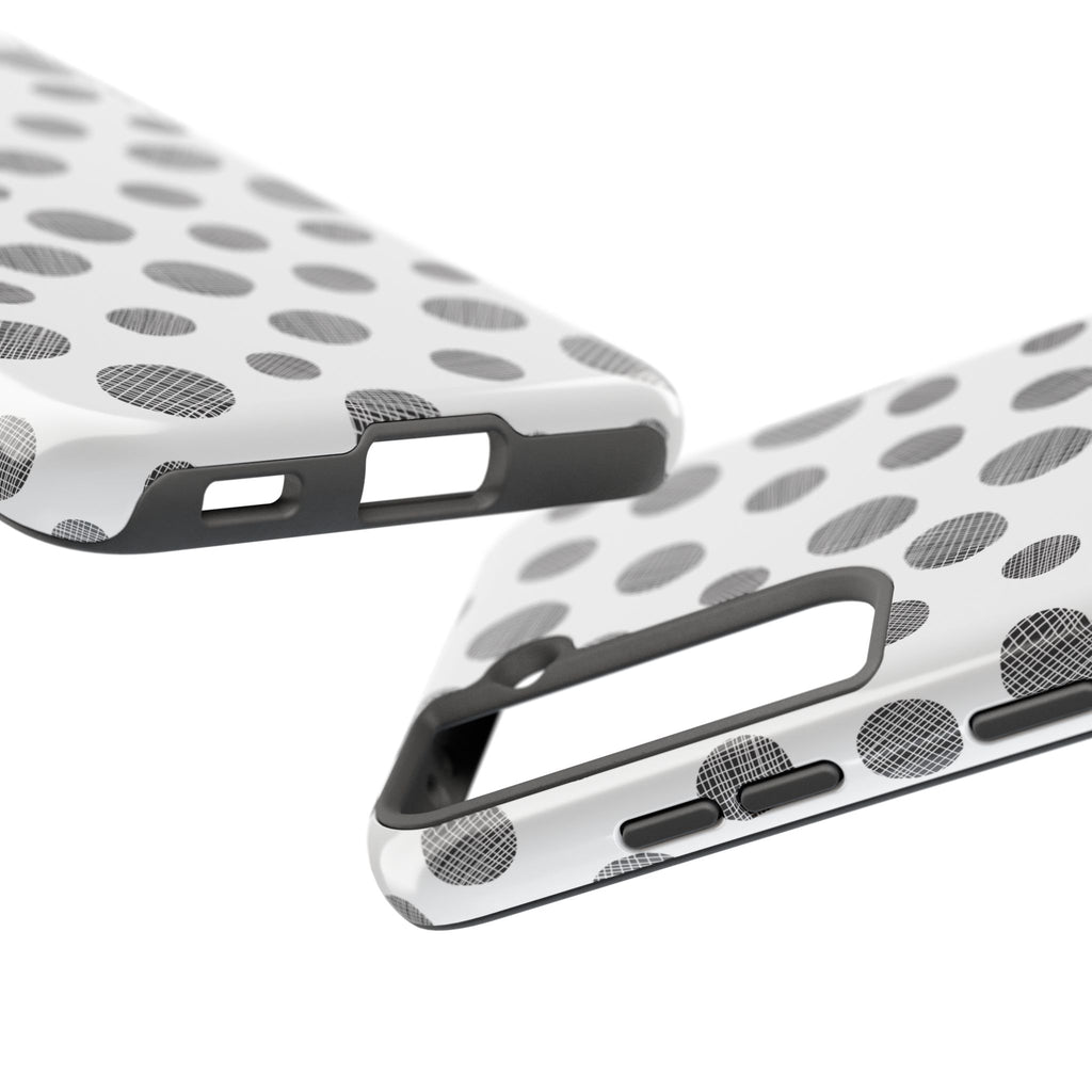 Polka Dot Texture Tough Phone Case — Black & White Spot Pattern, Protective Slim Phone Cover
