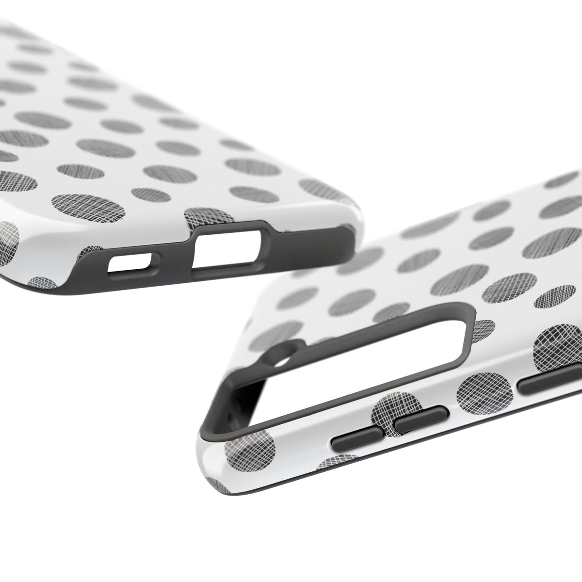 Polka Dot Texture Tough Phone Case — Black & White Spot Pattern, Protective Slim Phone Cover