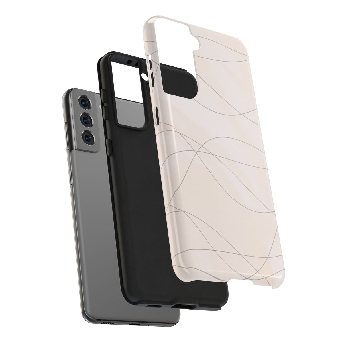 Minimal Beige Wave Tough Phone Case — Protective Slim Phone Case