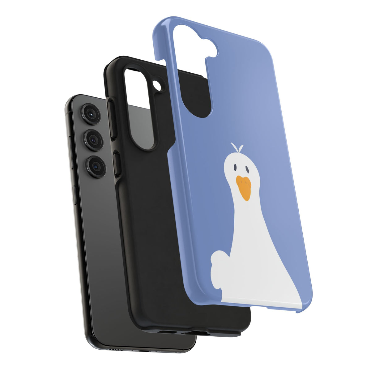 Goofy Goose Tough Phone Case — Cute Minimalist Duck Design on Blue