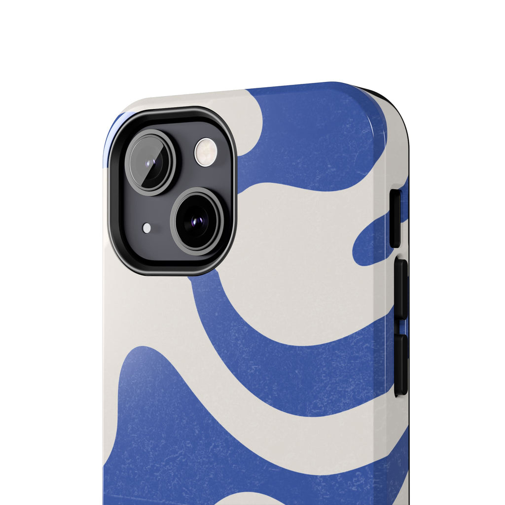 Blue Retro Swirl Tough Phone Case — Durable Abstract Pattern