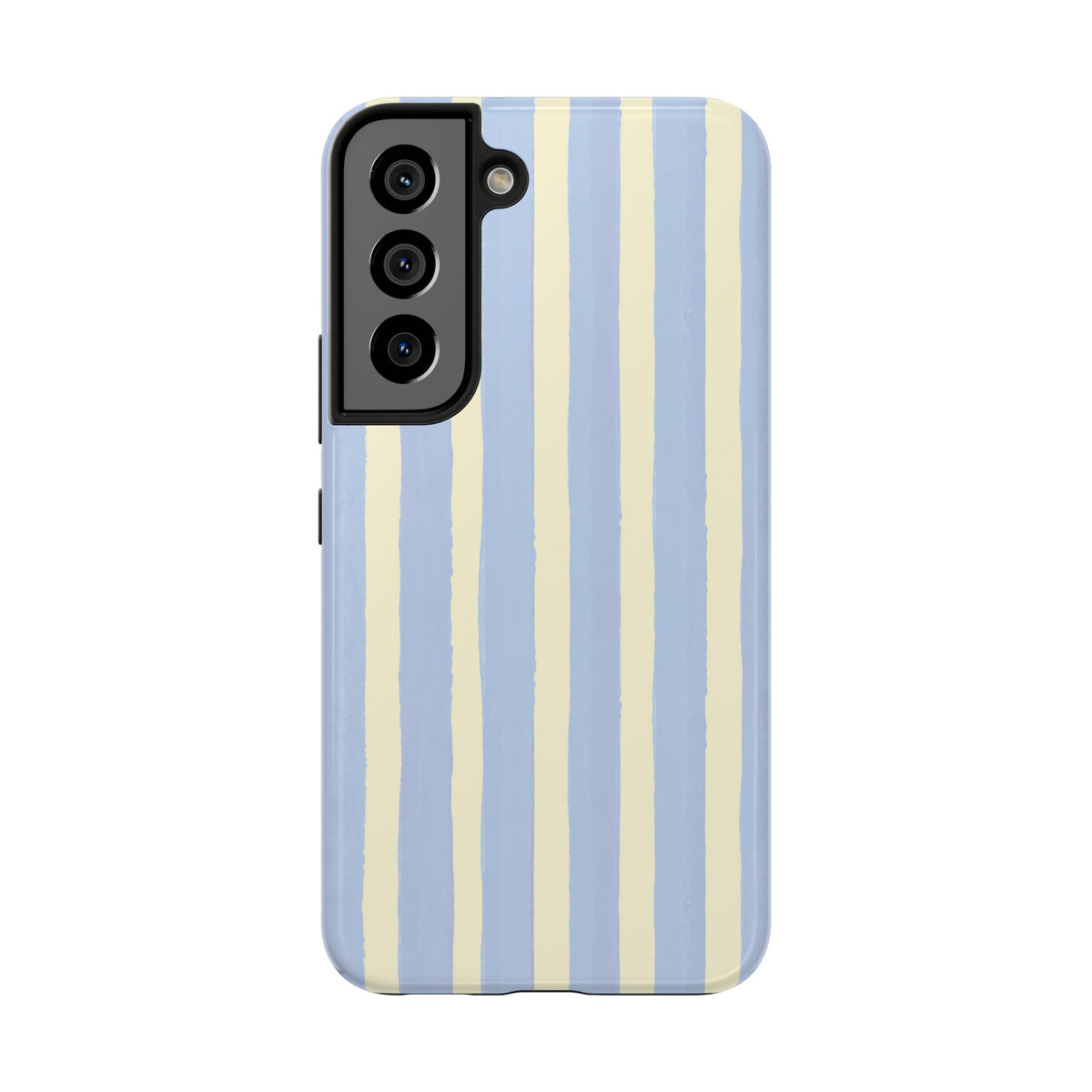 Pastel Stripe Tough Phone Case — Blue & Cream Protective Cover