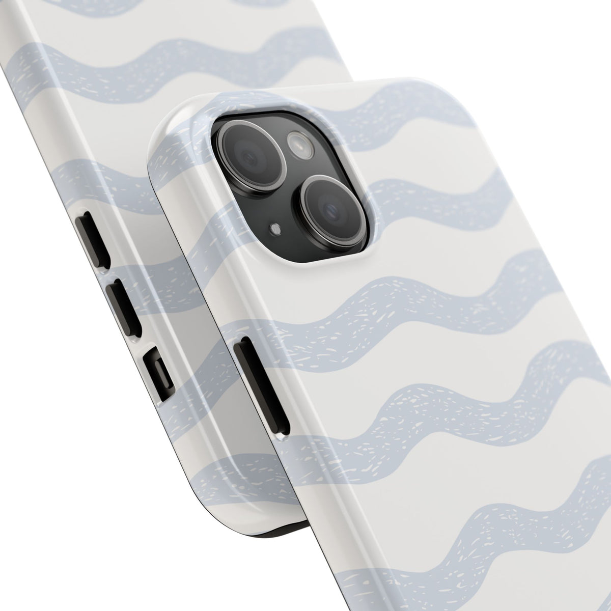Tough Phone Case – Subtle Blue Wavy Stripes, Durable Protective Cover