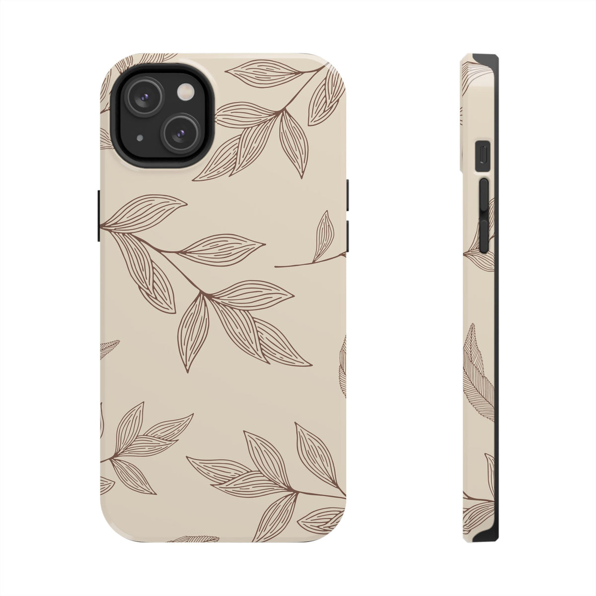 Tough Phone Case — Neutral Botanical Leaf Design (Protective Floral iPhone Case)