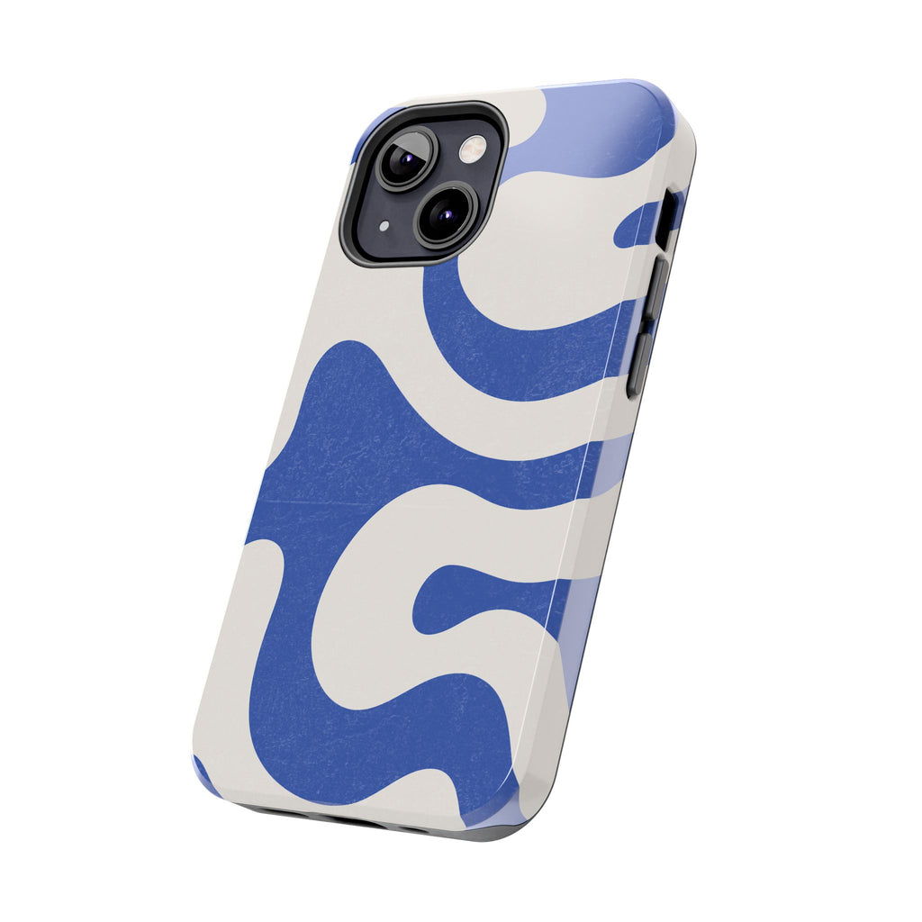 Blue Retro Swirl Tough Phone Case — Durable Abstract Pattern