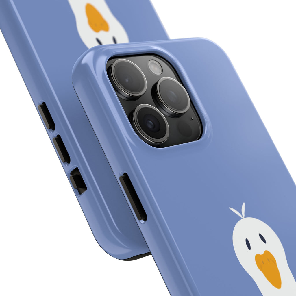 Goofy Goose Tough Phone Case — Cute Minimalist Duck Design on Blue
