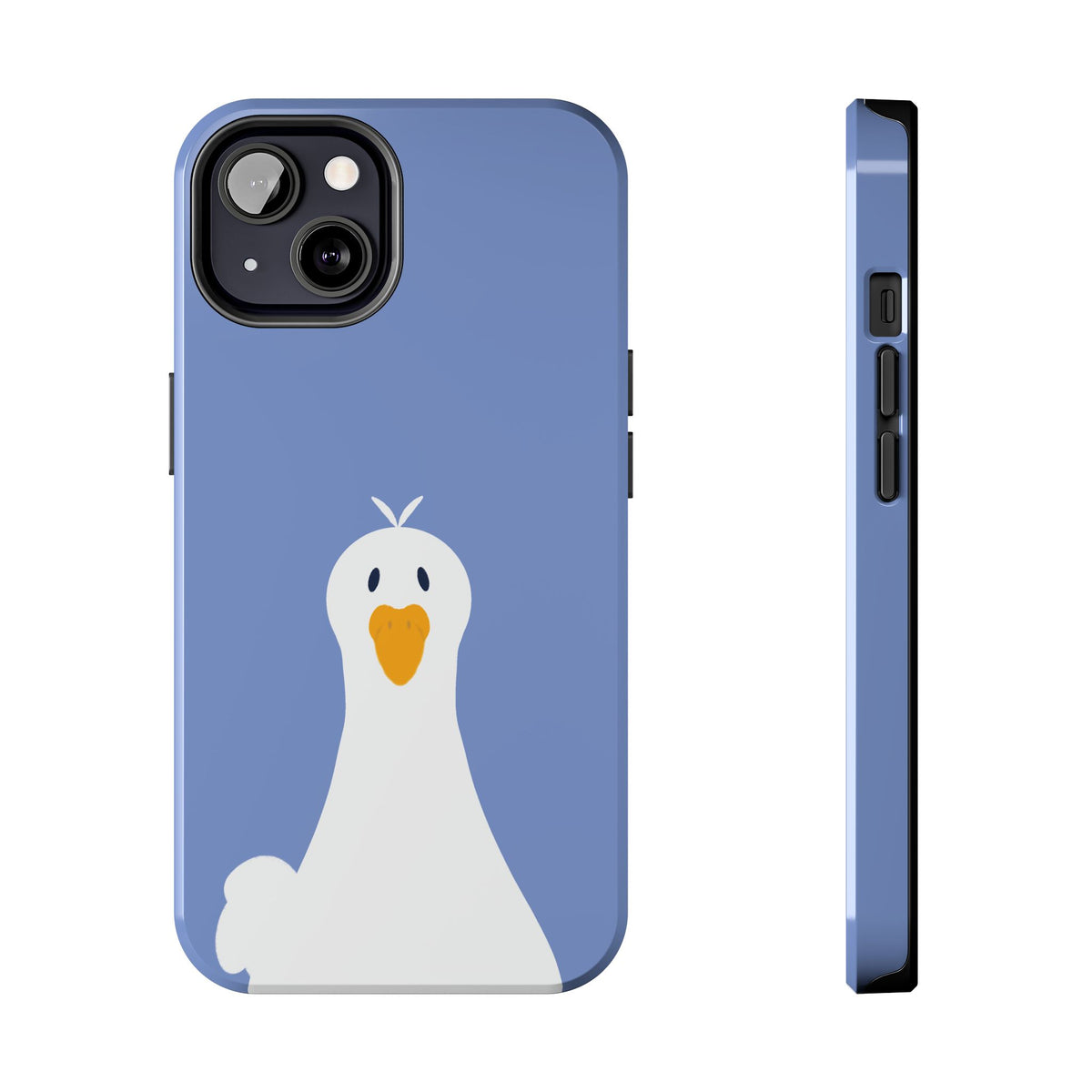Goofy Goose Tough Phone Case — Cute Minimalist Duck Design on Blue
