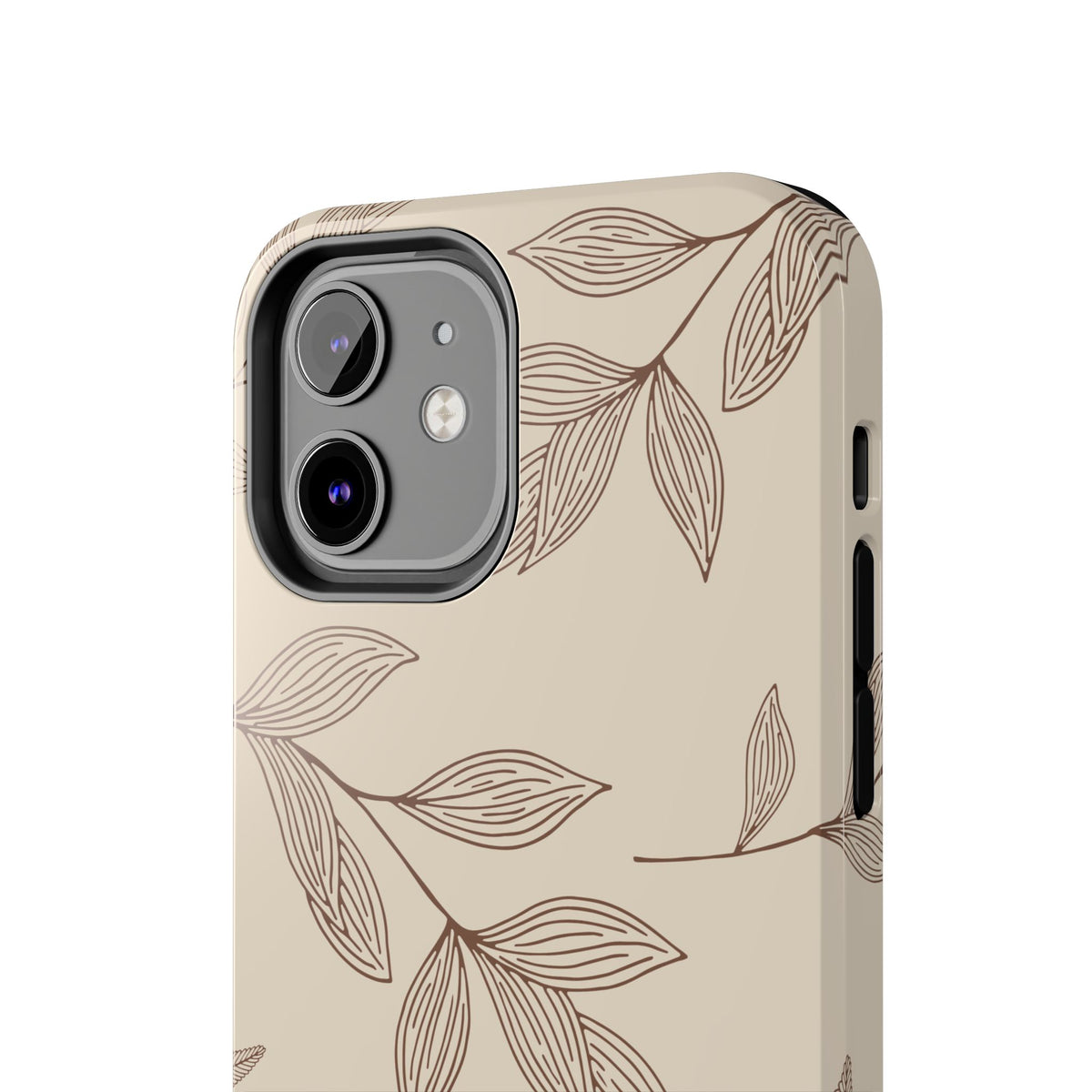 Tough Phone Case — Neutral Botanical Leaf Design (Protective Floral iPhone Case)