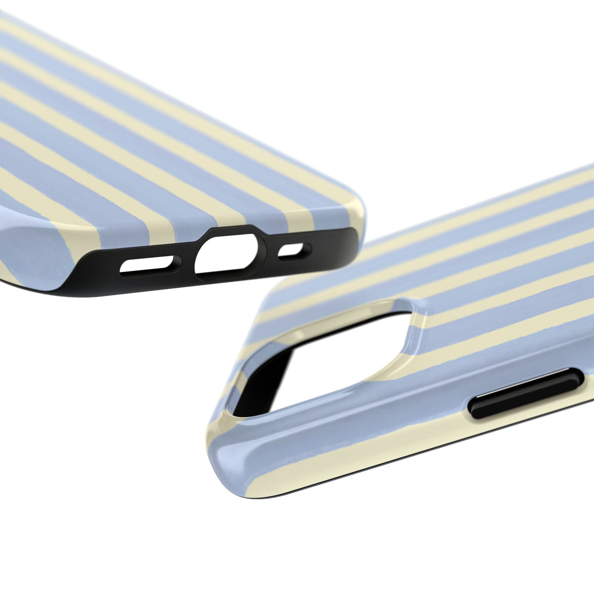 Pastel Stripe Tough Phone Case — Blue & Cream Protective Cover