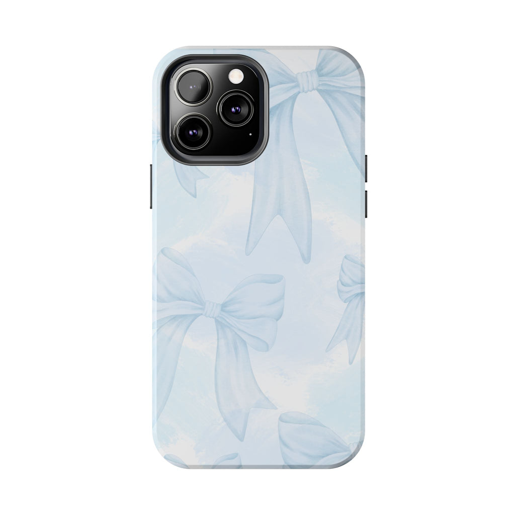 Pale Blue Bow Pattern Tough Phone Case